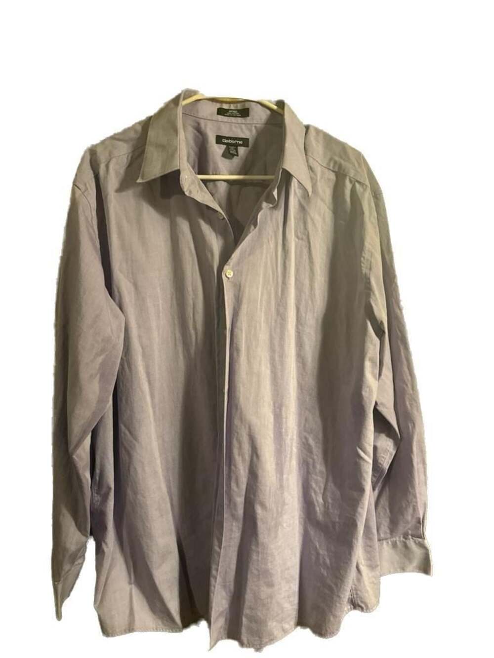 Claiborne Men's Fitted Lavender 100% Cotton Wrinkle Free Long Sleeve Dress Shirt